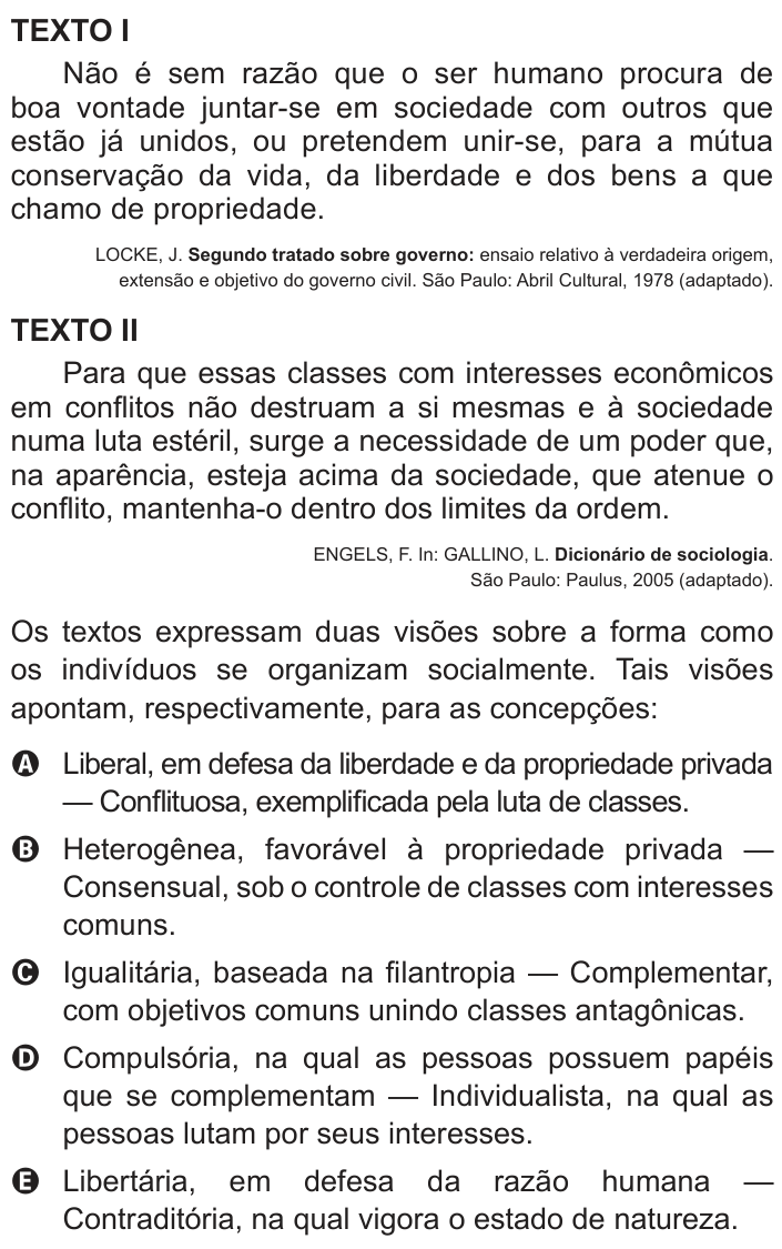 Questão 21 no caderno Branco do ENEM PPL 2013