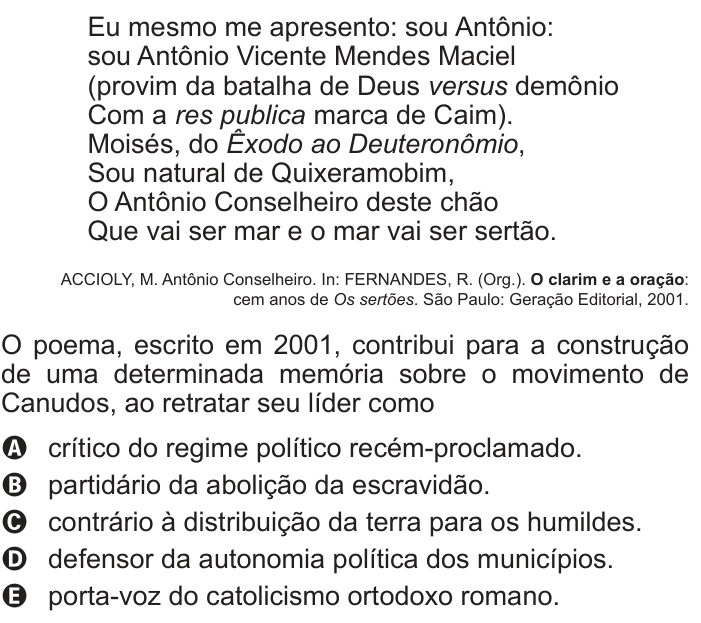 Questão 25 no caderno Branco do ENEM PPL 2013