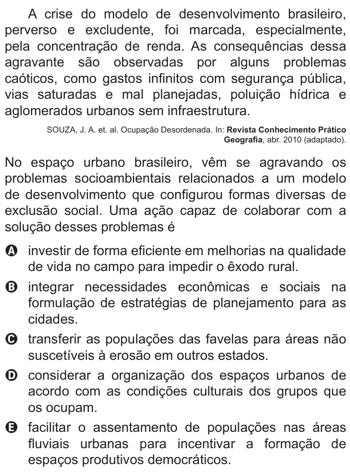 Questão 38 no caderno Branco do ENEM PPL 2013