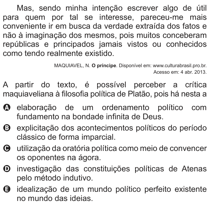 Questão 44 no caderno Branco do ENEM PPL 2013