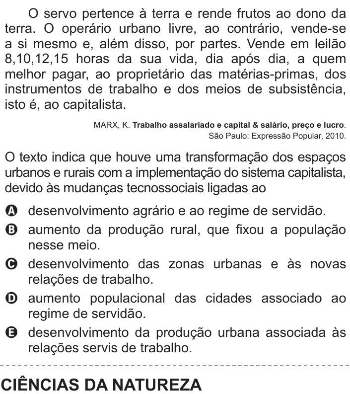 Questão 45 no caderno Branco do ENEM PPL 2013