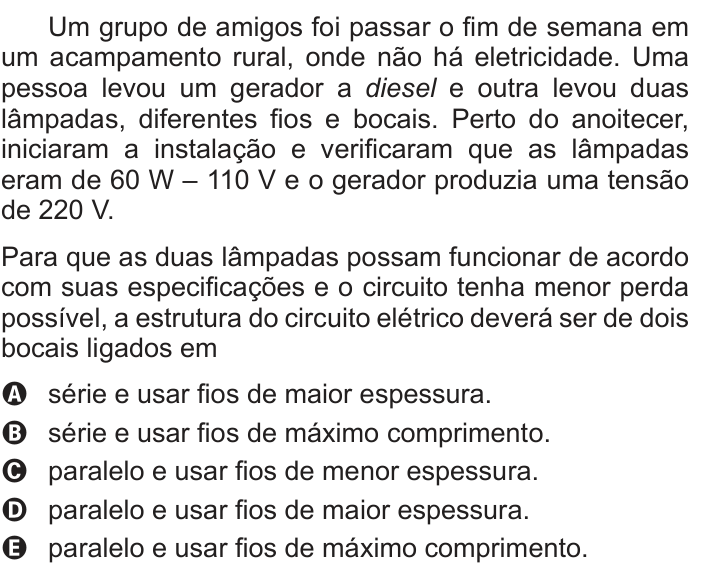 Questão 51 no caderno Branco do ENEM PPL 2013