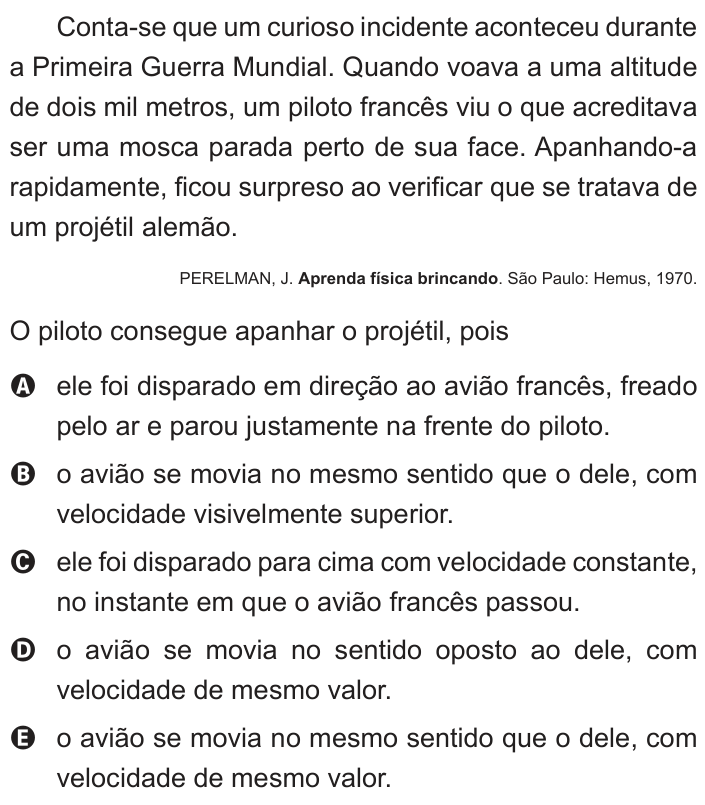 Questão 52 no caderno Branco do ENEM PPL 2013