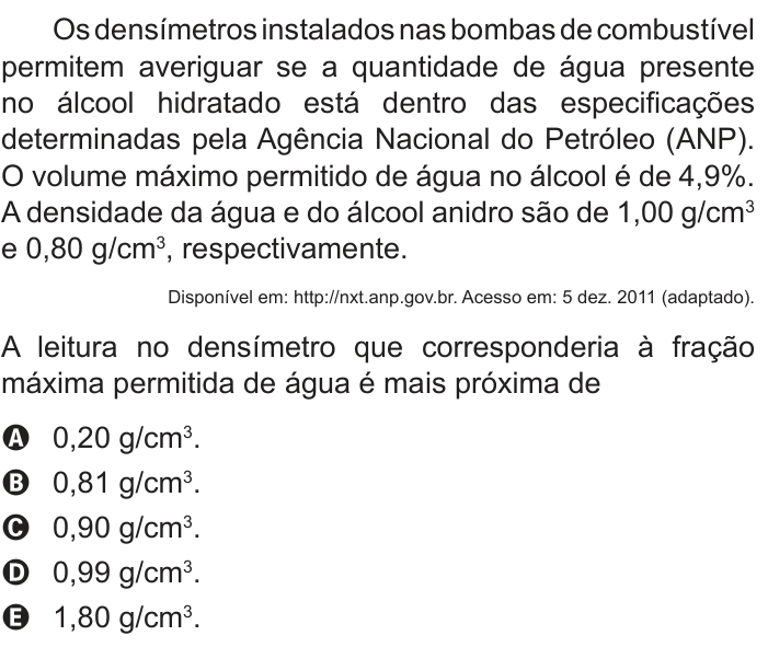 Questão 61 no caderno Branco do ENEM PPL 2013