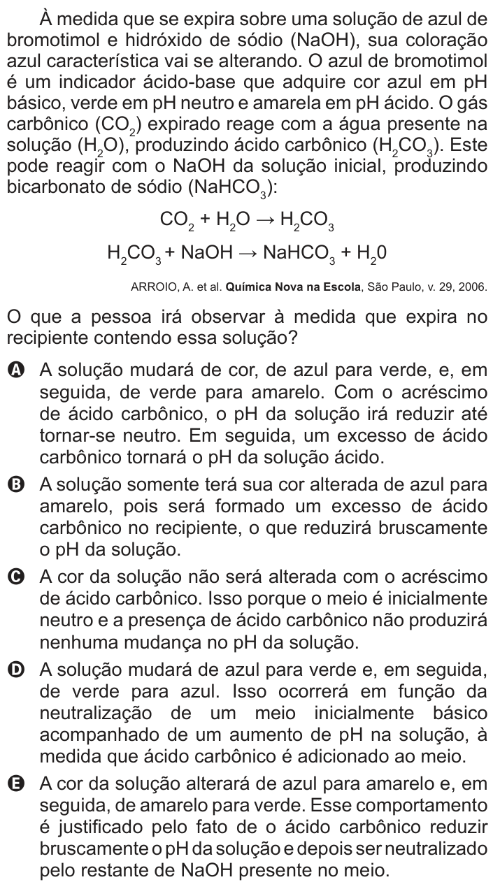 Questão 64 no caderno Branco do ENEM PPL 2013