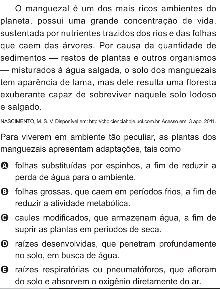 Questão 80 no caderno Branco do ENEM PPL 2013