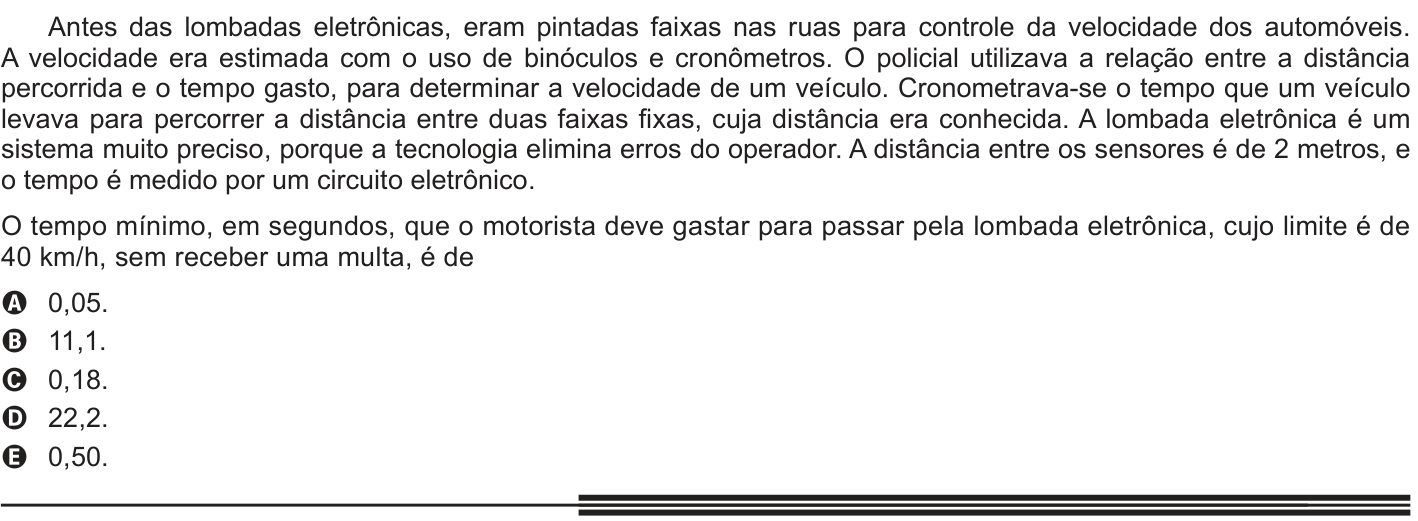 Questão 85 no caderno Branco do ENEM PPL 2013