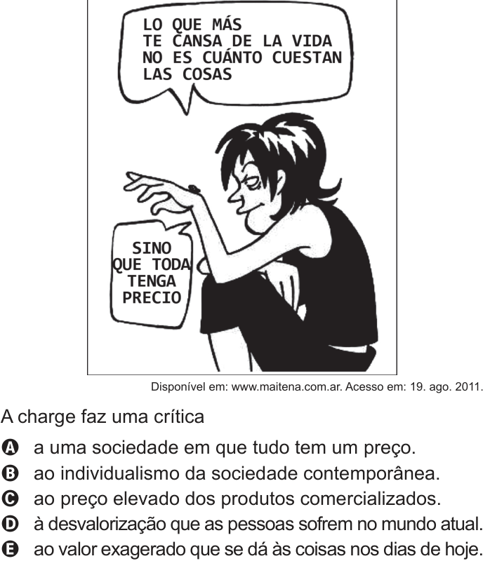 Questão 91 no caderno Cinza do ENEM PPL 2013