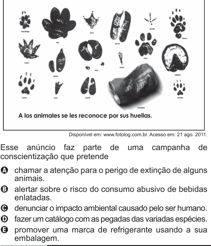 Questão 92 no caderno Cinza do ENEM PPL 2013