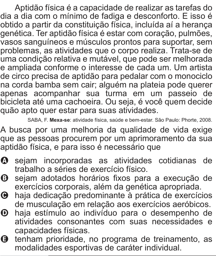 Questão 98 no caderno Cinza do ENEM PPL 2013