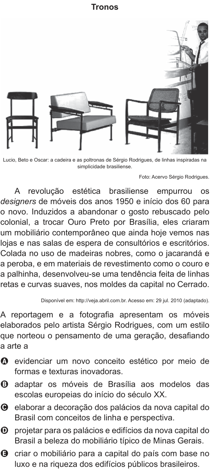 Questão 105 no caderno Cinza do ENEM PPL 2013