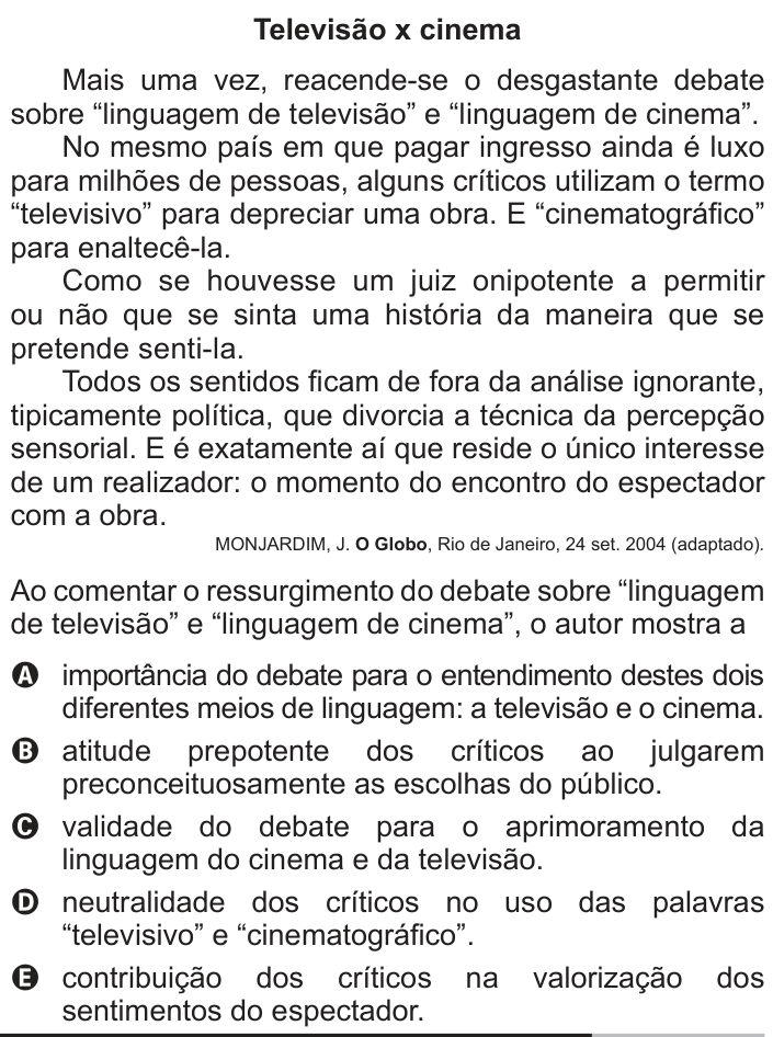 Questão 110 no caderno Cinza do ENEM PPL 2013