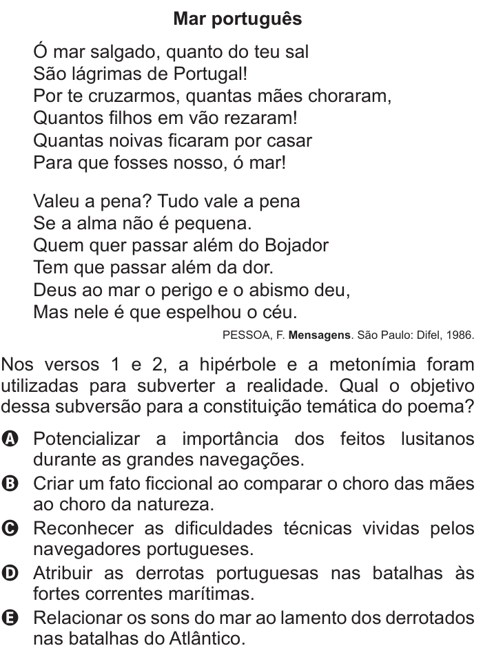 Questão 112 no caderno Cinza do ENEM PPL 2013