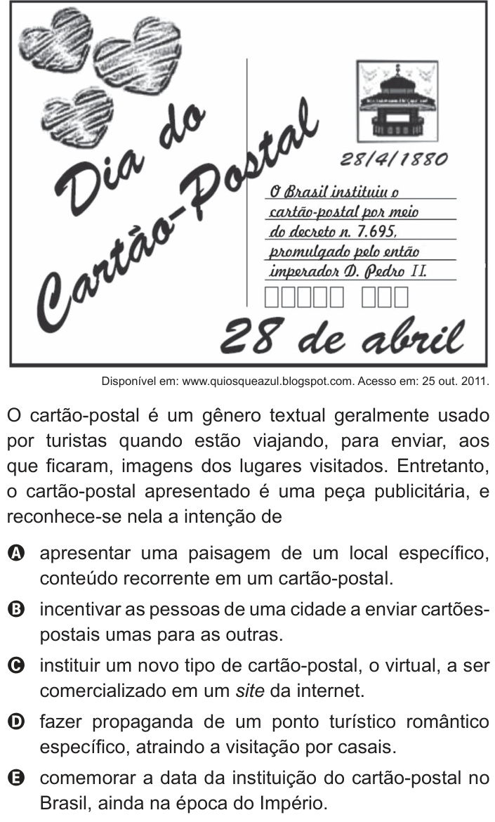 Questão 113 no caderno Cinza do ENEM PPL 2013