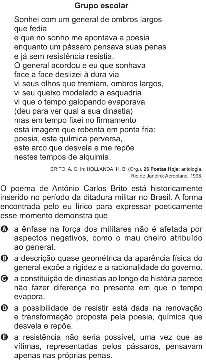 Questão 115 no caderno Cinza do ENEM PPL 2013