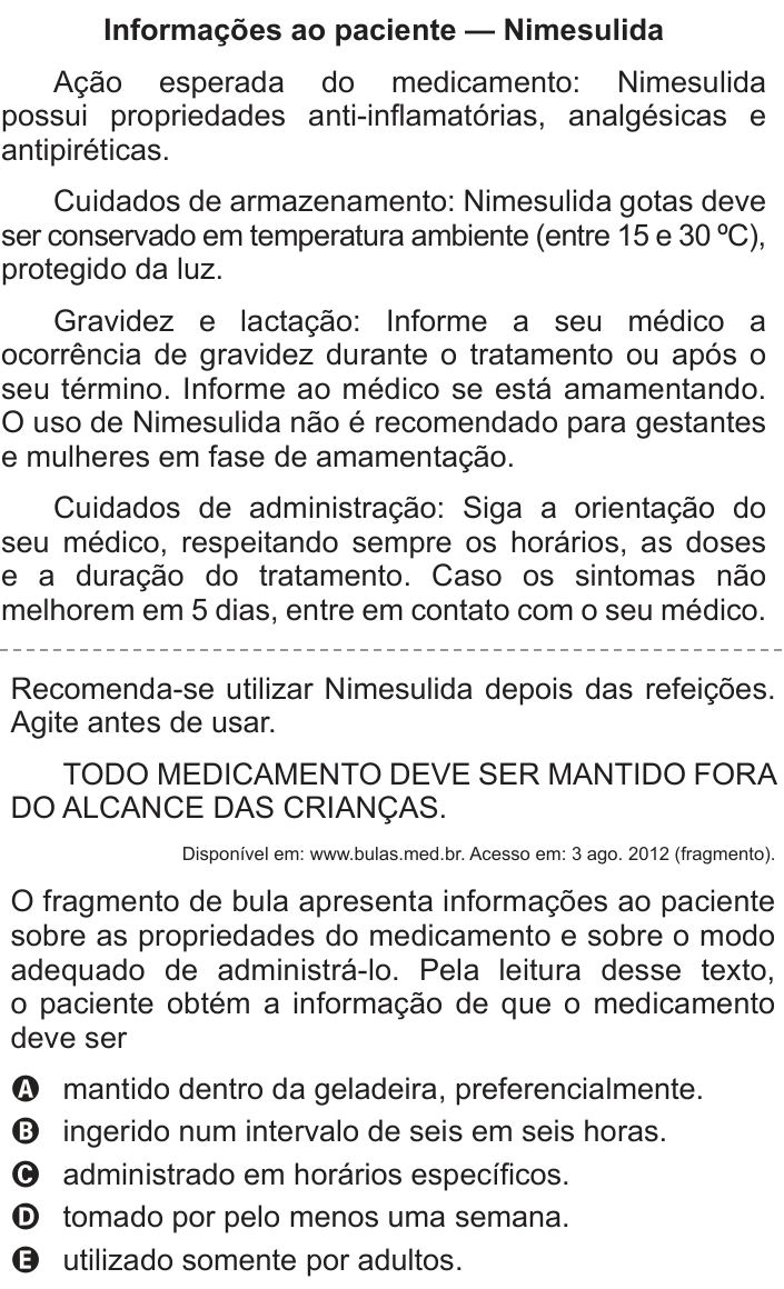 Questão 116 no caderno Cinza do ENEM PPL 2013