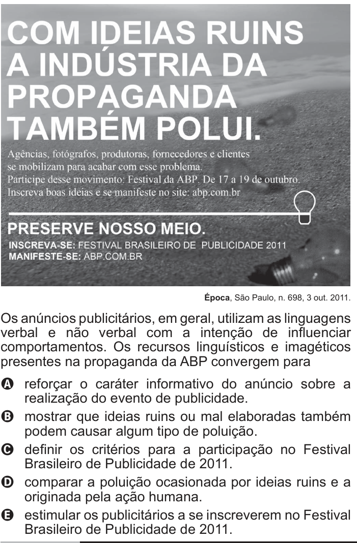 Questão 133 no caderno Cinza do ENEM PPL 2013