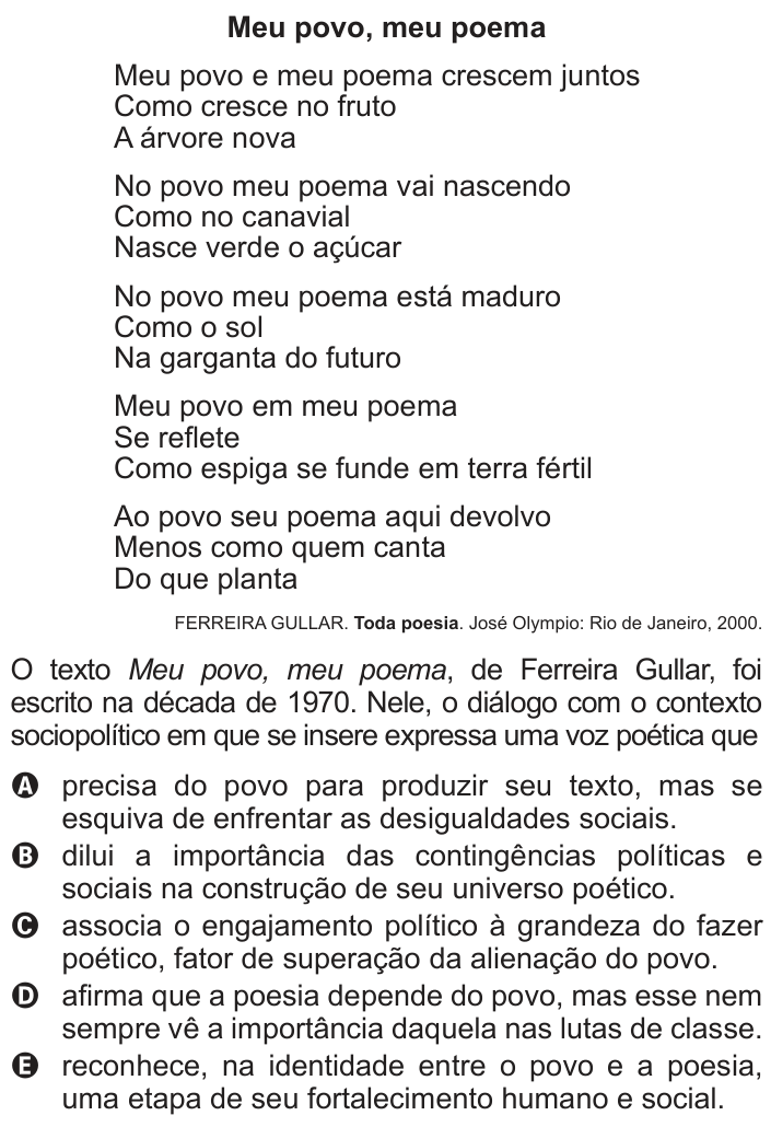 Questão 135 no caderno Cinza do ENEM PPL 2013
