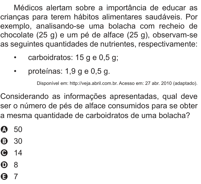 Questão 137 no caderno Cinza do ENEM PPL 2013