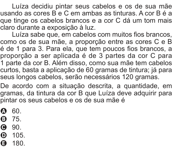 Questão 144 no caderno Cinza do ENEM PPL 2013