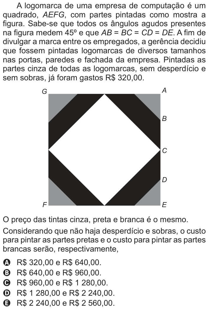 Questão 146 no caderno Cinza do ENEM PPL 2013