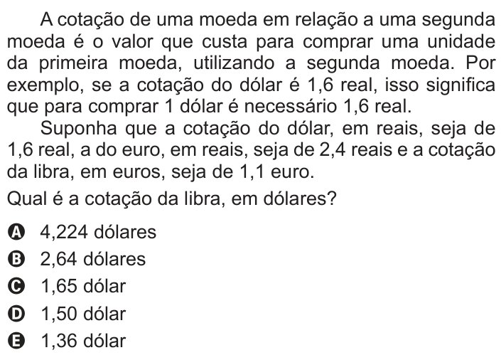 Questão 151 no caderno Cinza do ENEM PPL 2013