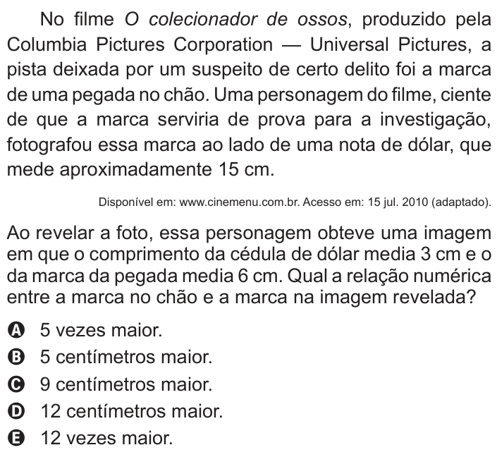 Questão 156 no caderno Cinza do ENEM PPL 2013