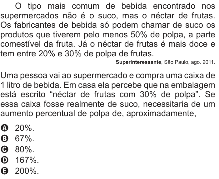 Questão 167 no caderno Cinza do ENEM PPL 2013