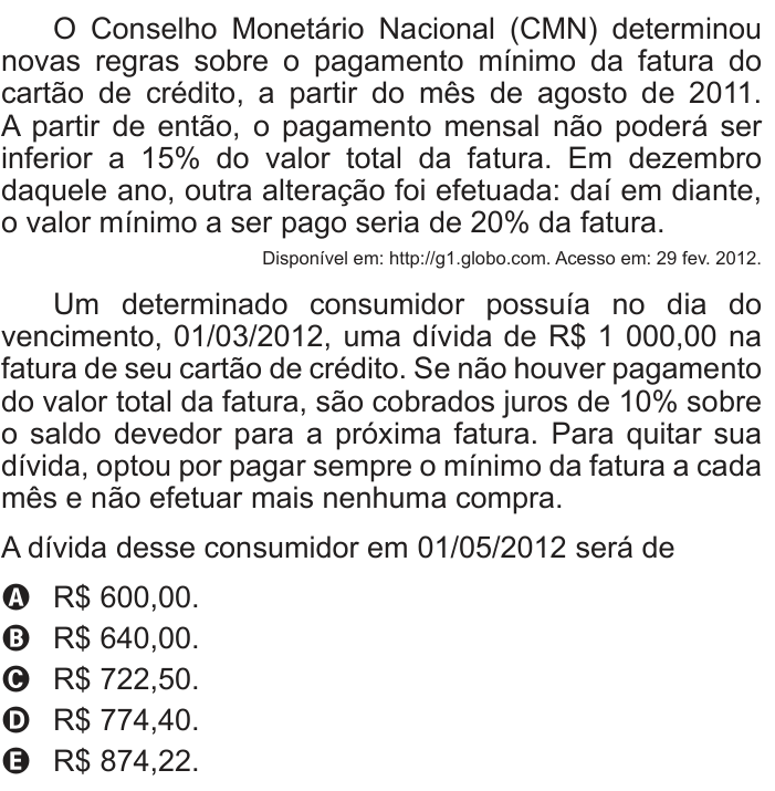 Questão 171 no caderno Cinza do ENEM PPL 2013
