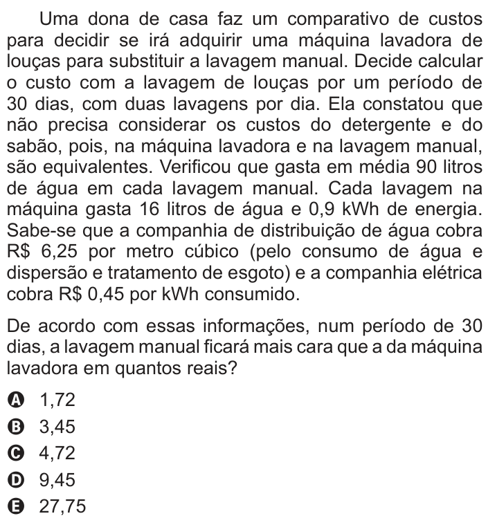 Questão 174 no caderno Cinza do ENEM PPL 2013