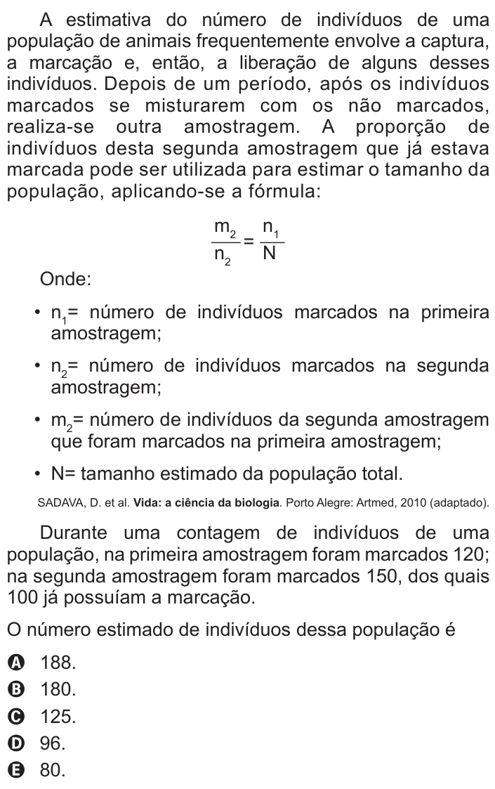 Questão 180 no caderno Cinza do ENEM PPL 2013