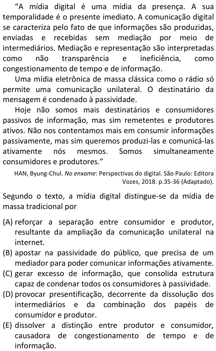 Questão 9 no caderno V1 da FUVEST 2025