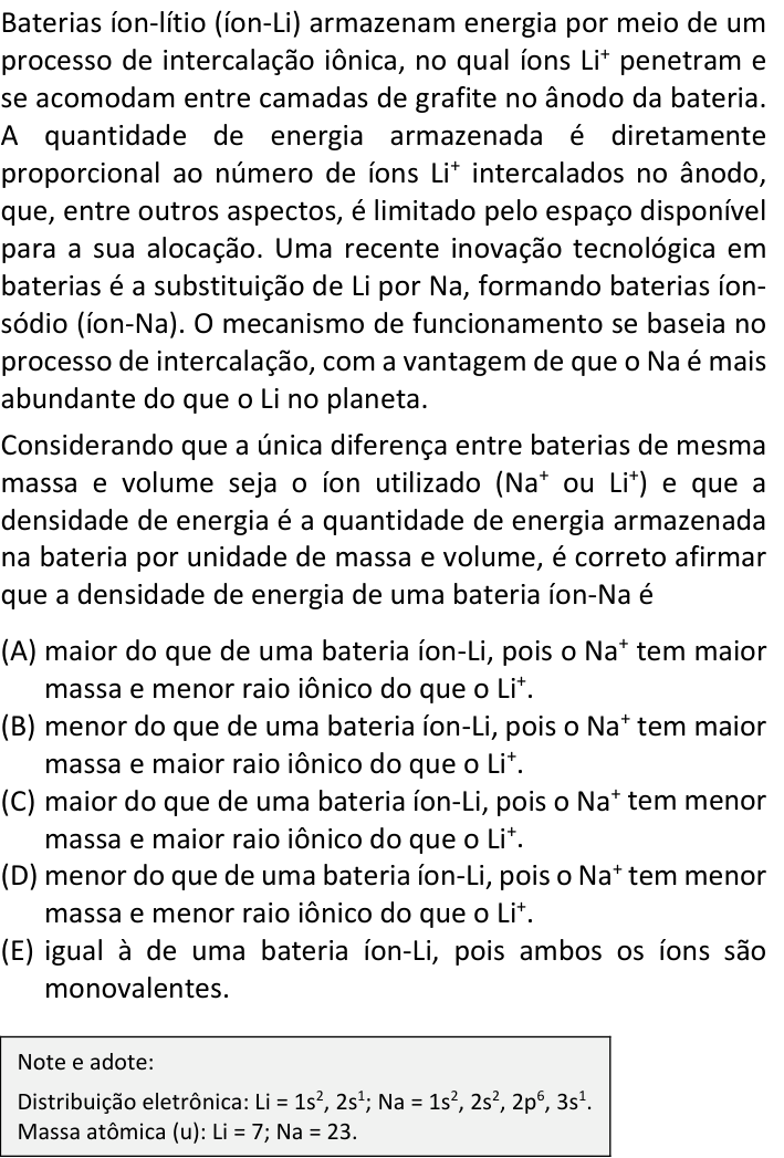 Questão 21 no caderno V1 da FUVEST 2025