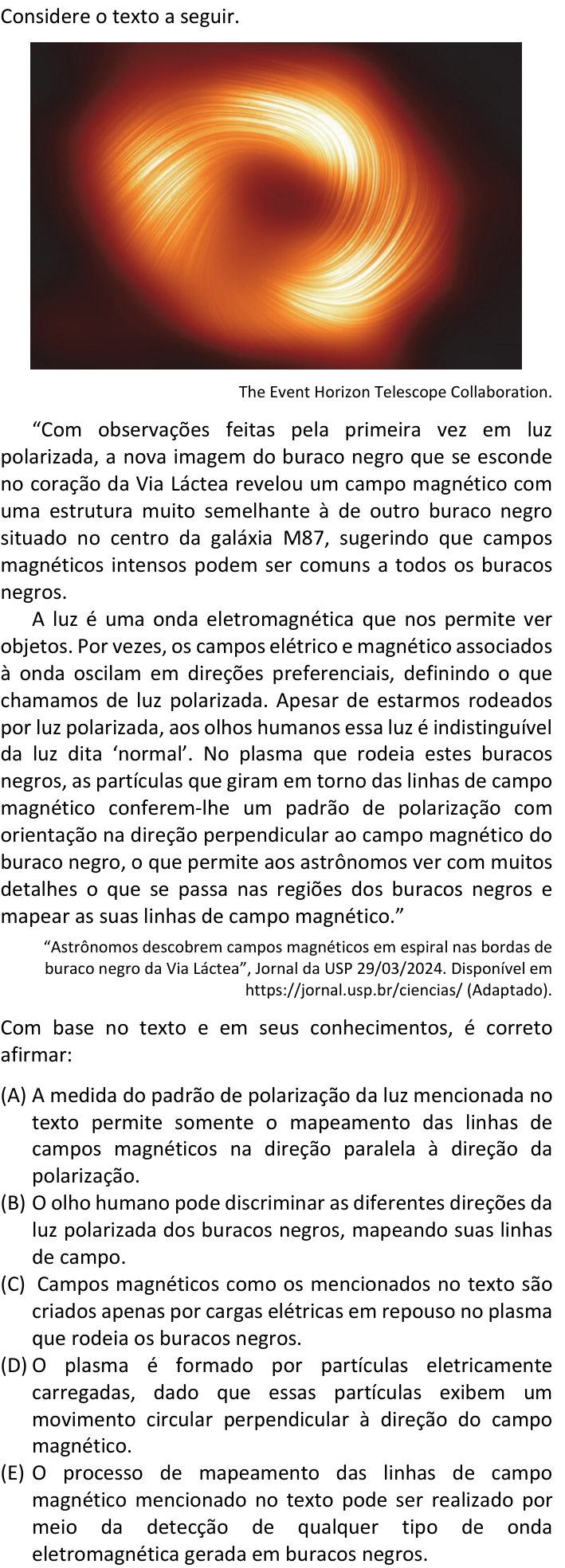 Questão 23 no caderno V1 da FUVEST 2025