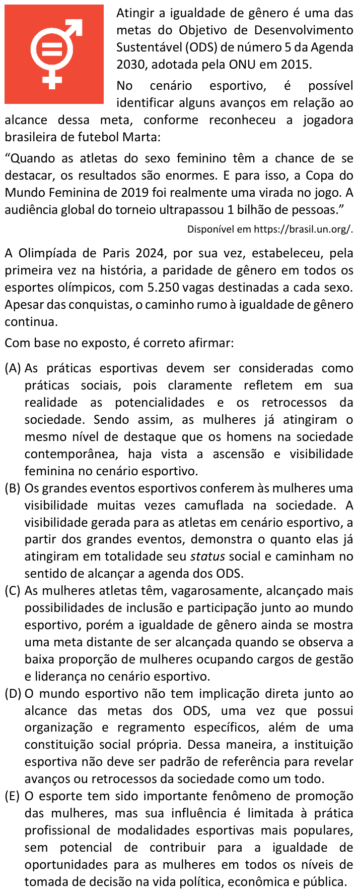 Questão 40 no caderno V1 da FUVEST 2025