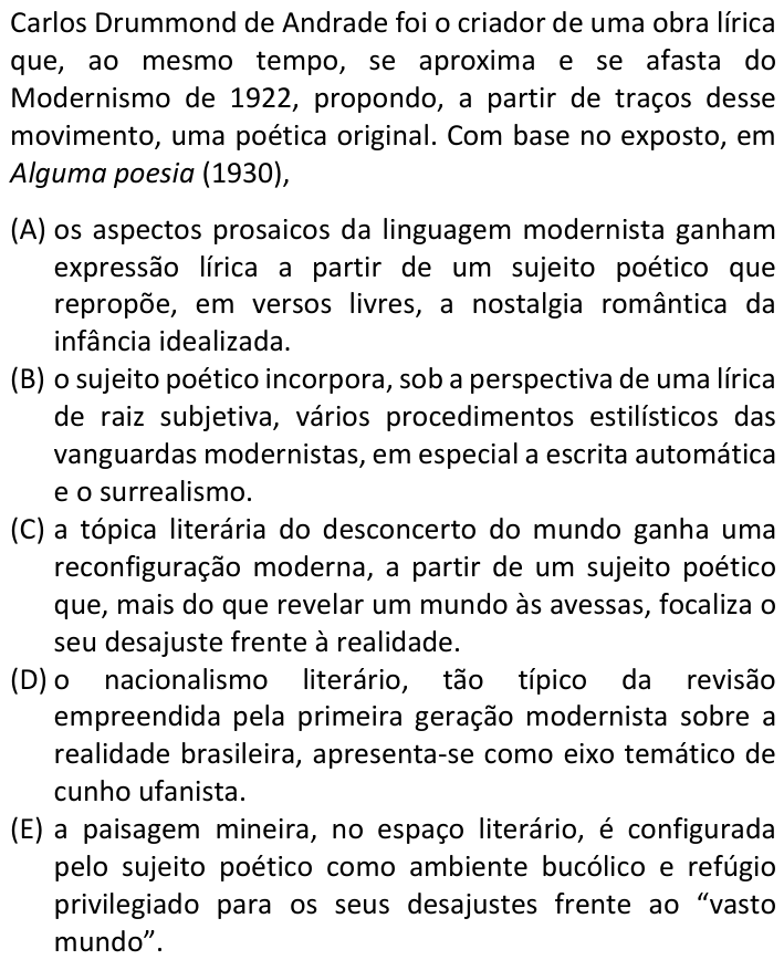 Questão 43 no caderno V1 da FUVEST 2025