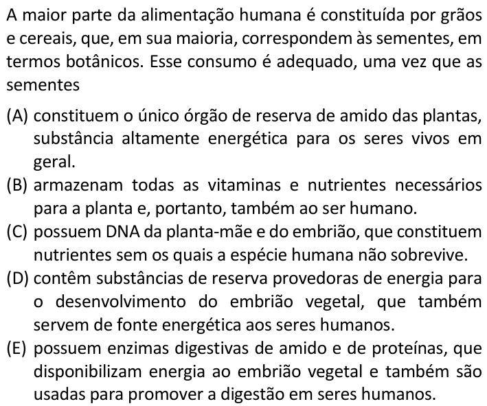 Questão 46 no caderno V1 da FUVEST 2025