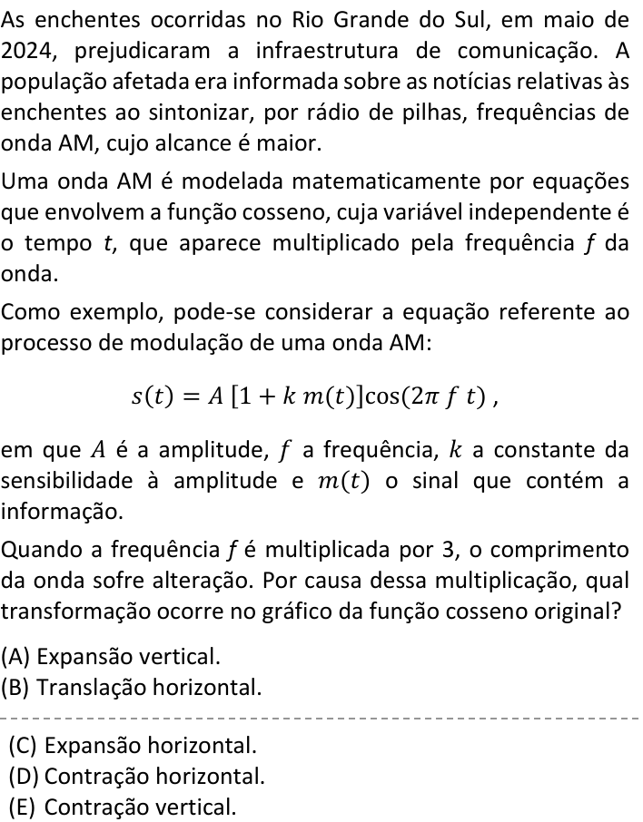Questão 52 no caderno V1 da FUVEST 2025