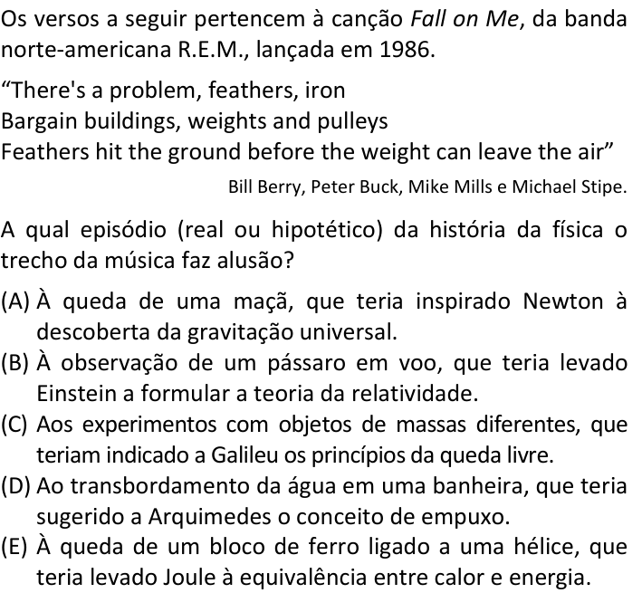 Questão 61 no caderno V1 da FUVEST 2025