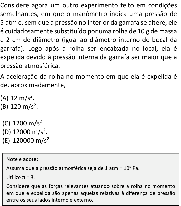 Questão 74 no caderno V1 da FUVEST 2025