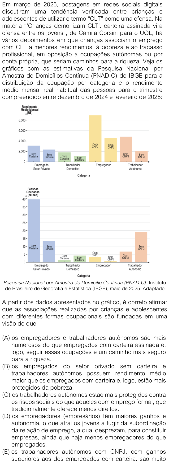 Questão 17 no caderno V1 da FUVEST 2026