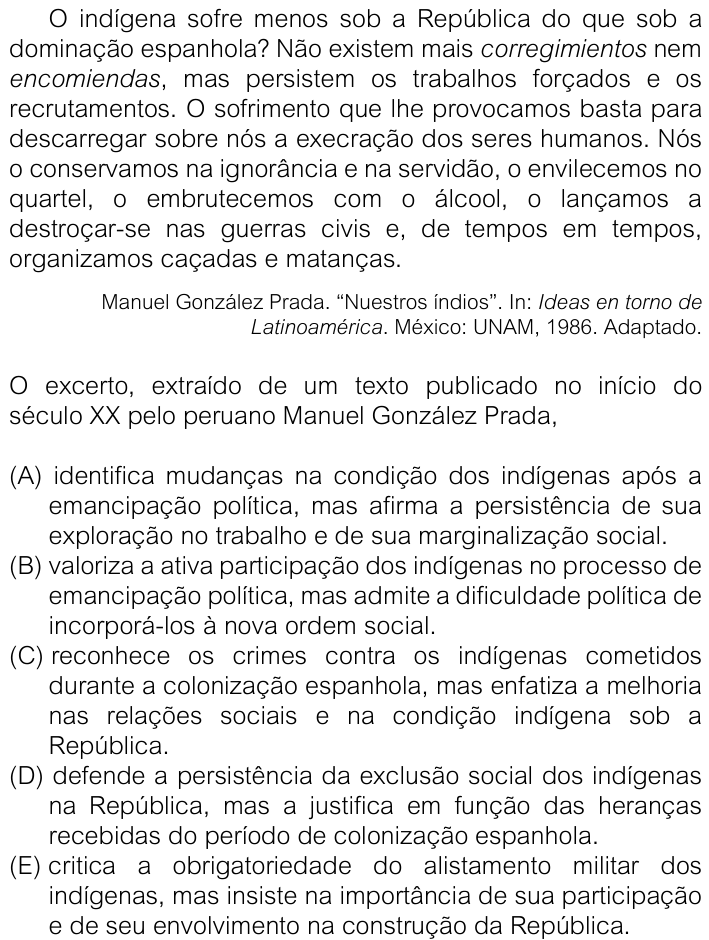 Questão 20 no caderno V1 da FUVEST 2026