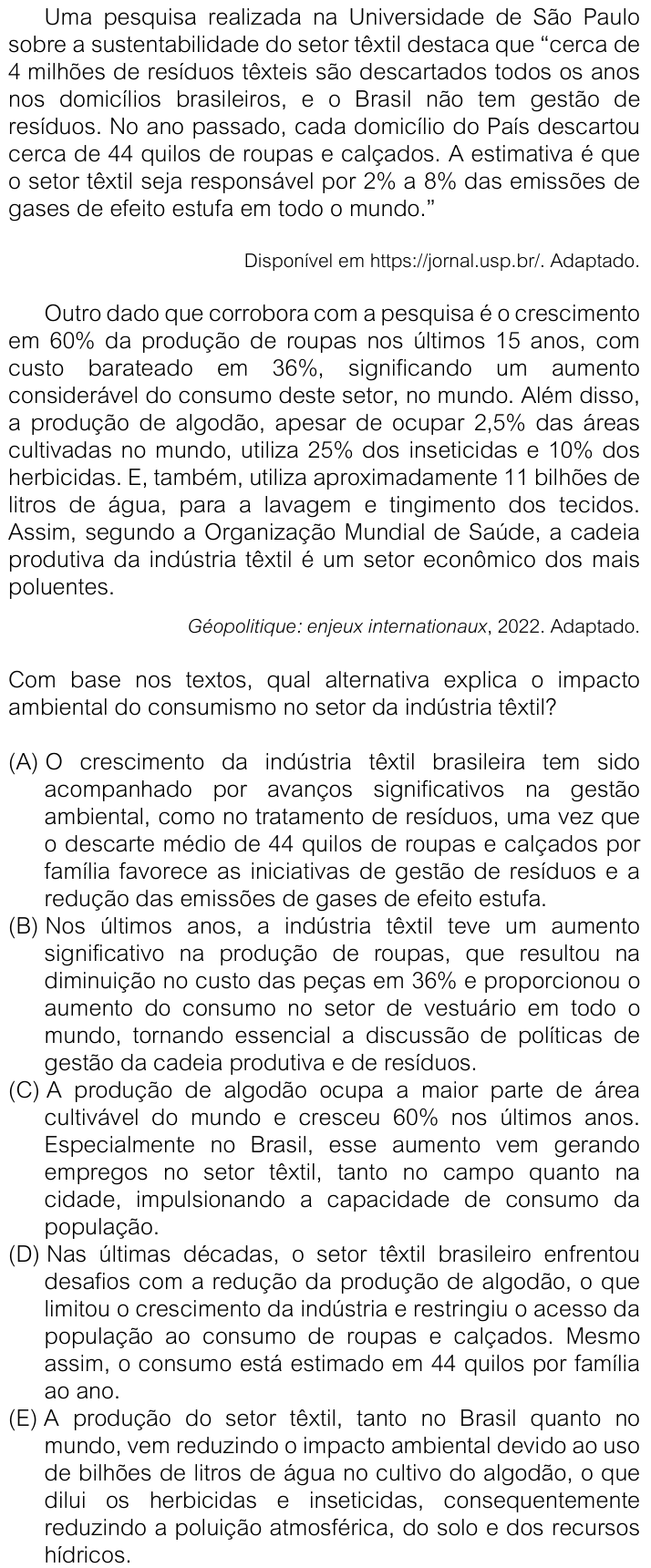 Questão 33 no caderno V1 da FUVEST 2026