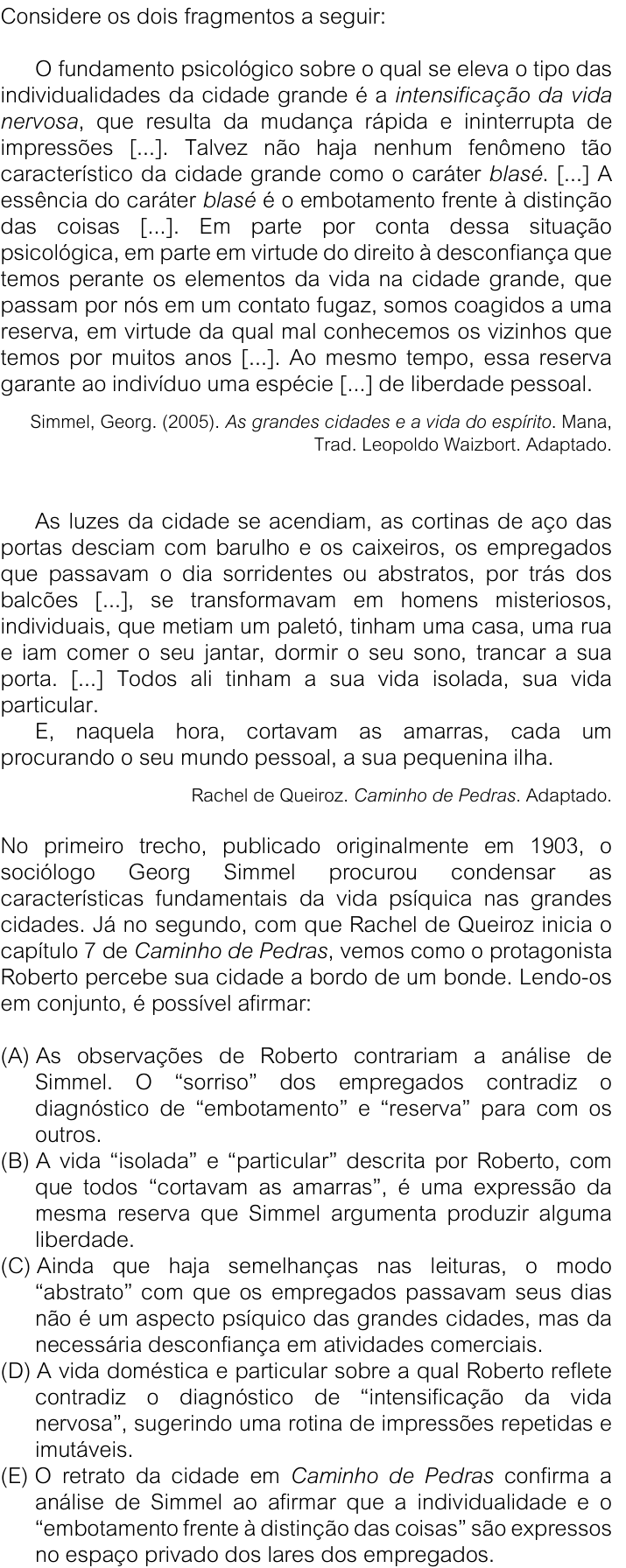Questão 40 no caderno V1 da FUVEST 2026