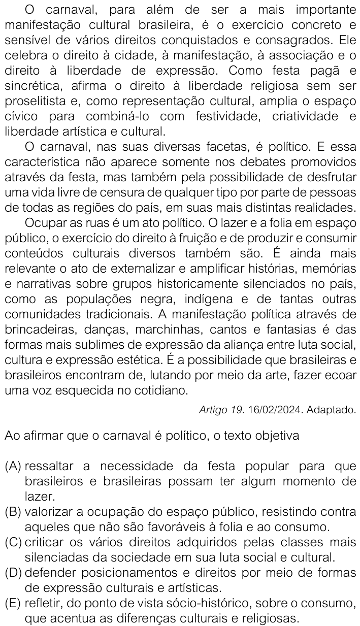Questão 41 no caderno V1 da FUVEST 2026
