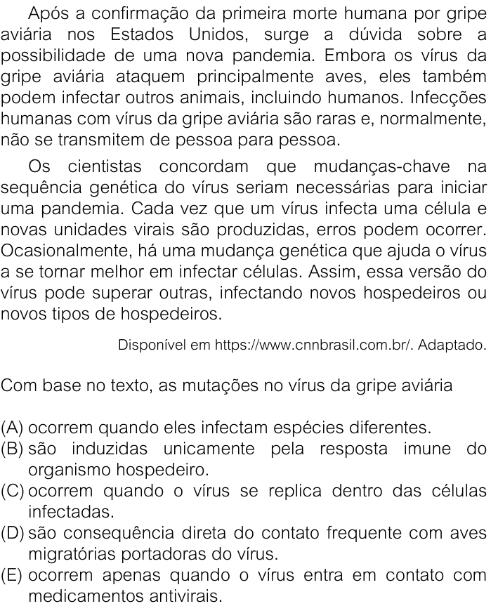 Questão 64 no caderno V1 da FUVEST 2026