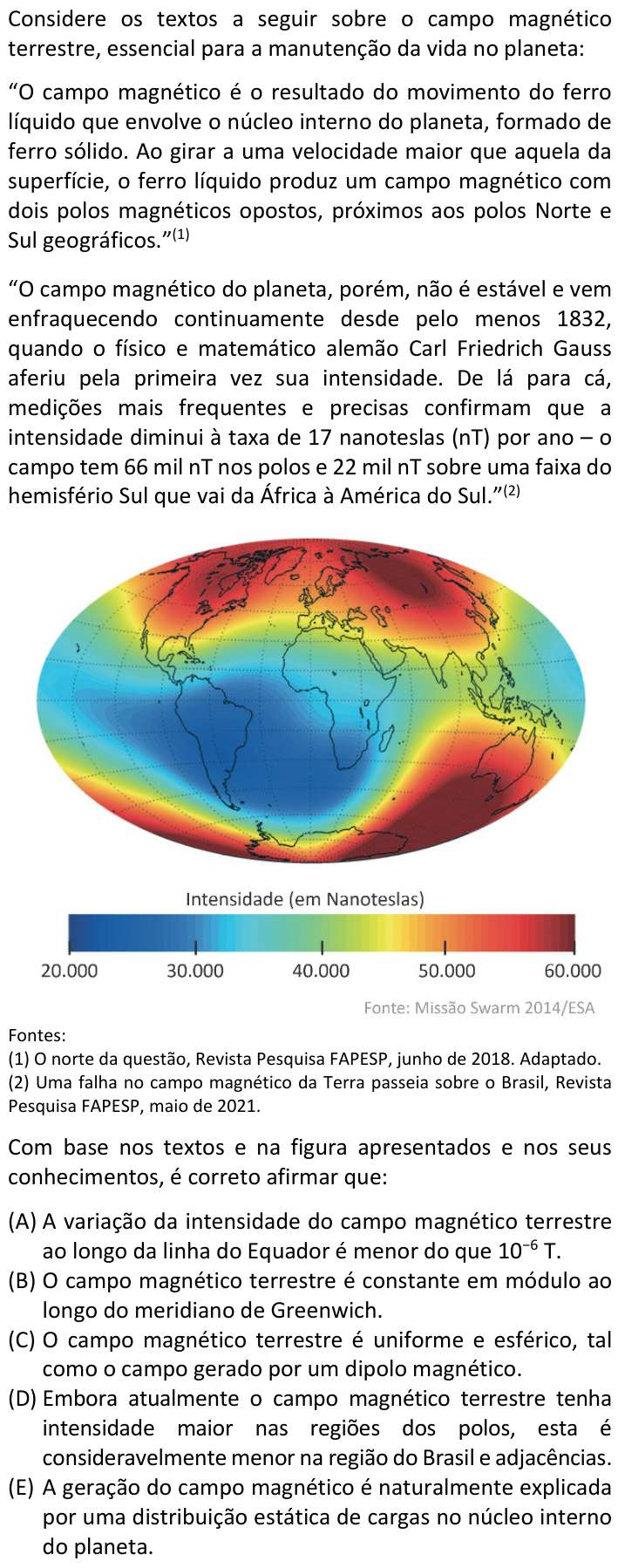 Questão 42 no caderno  da FUVEST 2024