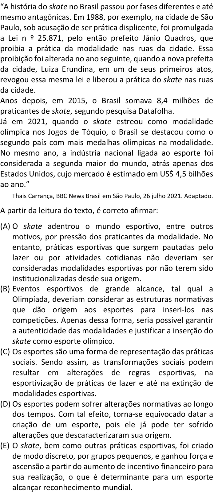 Questão 52 no caderno  da FUVEST 2024