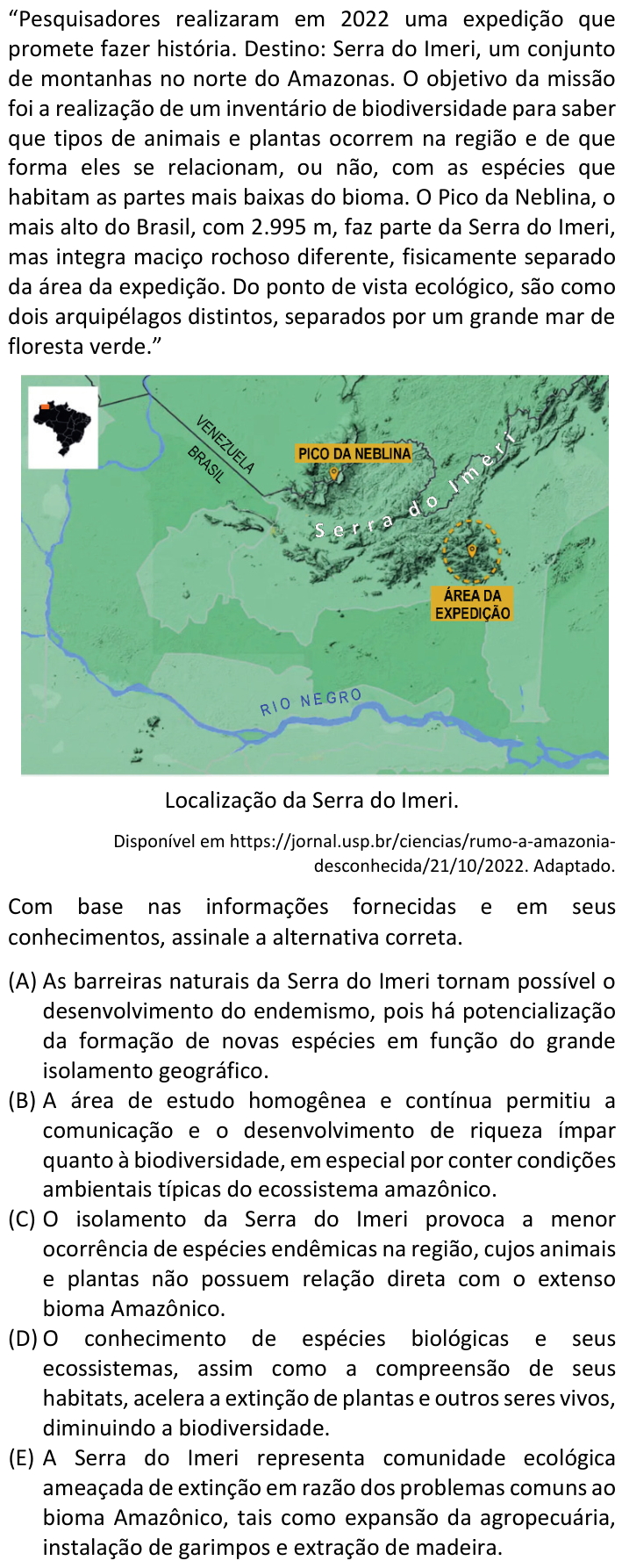 Questão 64 no caderno  da FUVEST 2024