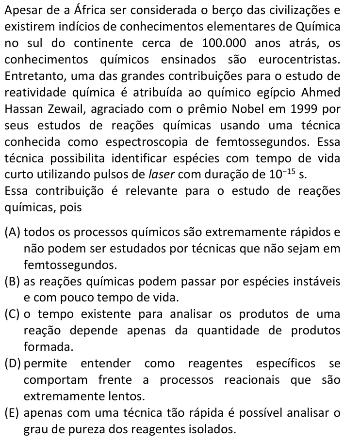 Questão 74 no caderno  da FUVEST 2024